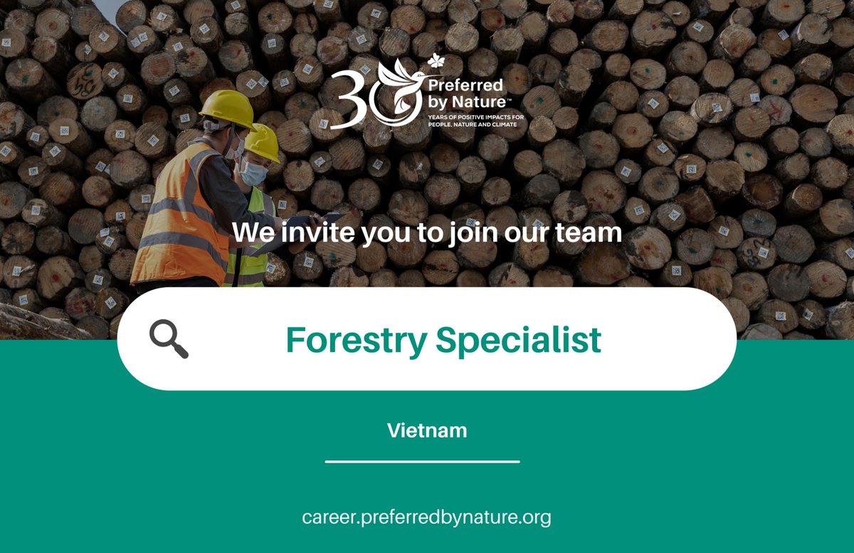🌳Do you have experience in #forestry or forest product industries and want to use your skills to support #sustainability? We’re looking for a Forestry Specialist to join our team in #Vietnam. 

🔎Learn more &amp; #apply here: career.preferredbynature.org/jobs/6078647-f…