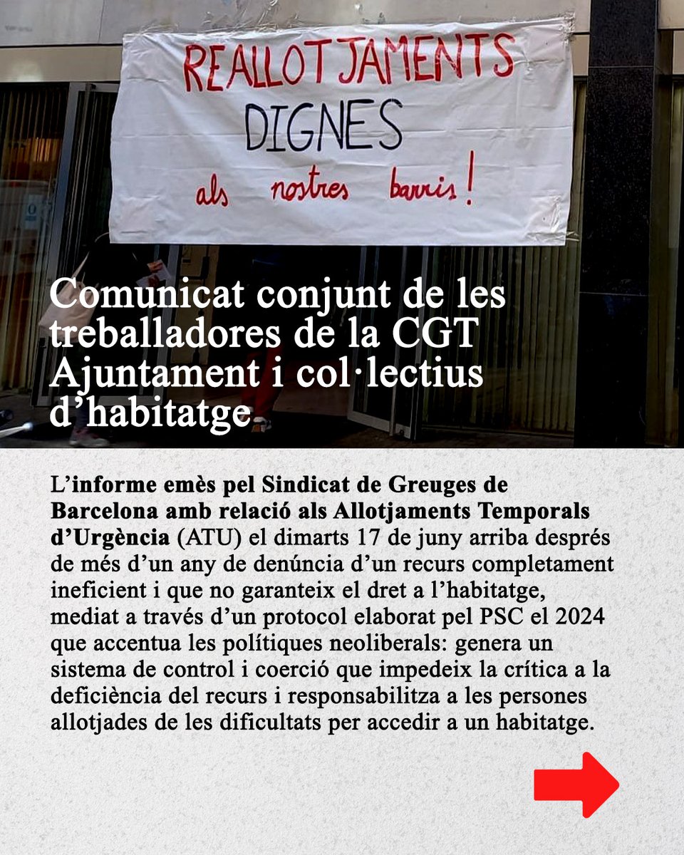 sh_lescorts's tweet photo. 📢COMUNICAT CONJUNT SINDICATS D’HABITATGE I TREBALLADORES CGT AJUNTAMENT https://t.co/y38AwJfQcm