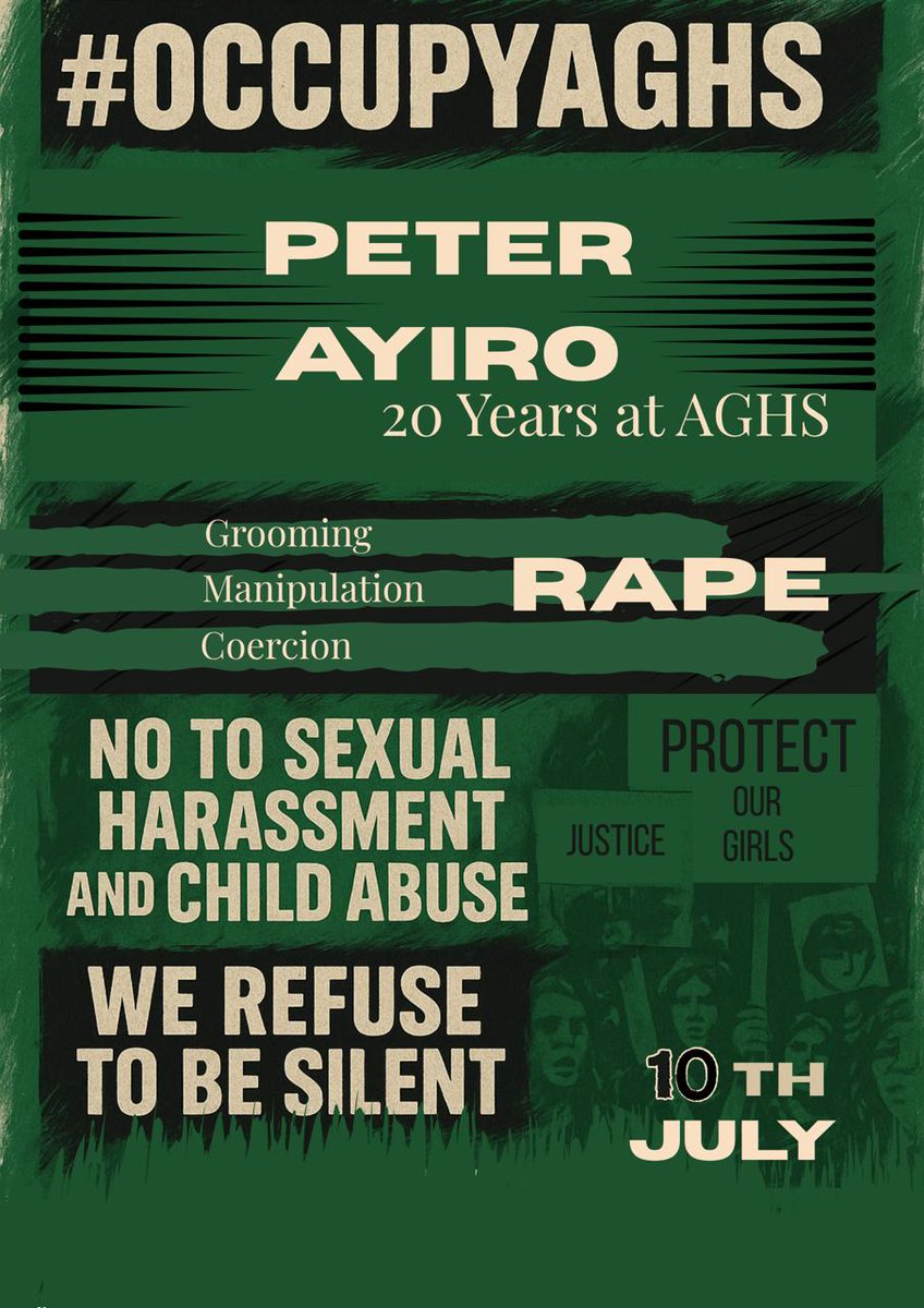 pearlkiarie's tweet image. In a country where we fight for human life to be respected, it comes as no surprise that we also have to fight against groomers &amp;amp; ephebophiles. With the same fire to right wrongs I join hands with all the victims and say no more silence✊🏿#AyiroMustGo #OccupyAGHS #EndSexualAbuse