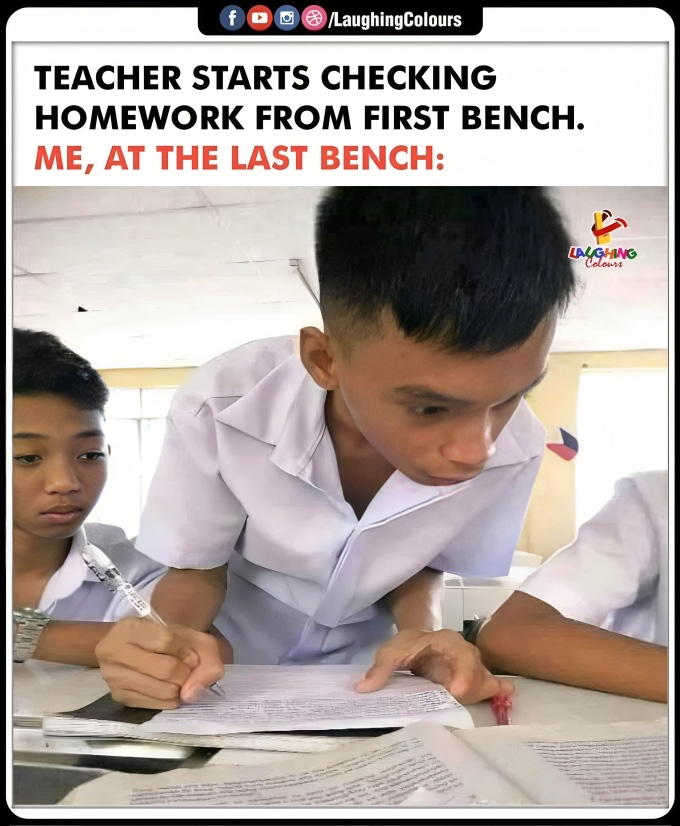 LaughingColours's tweet image. Homework Hustle Activated 📝

#StudentLife #LastBenchers #HomeworkRush #SchoolMemes #RelatableAF #LaughingColours