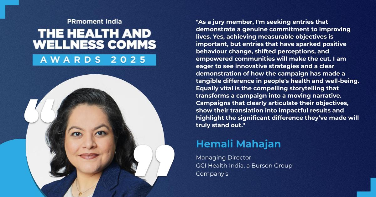 PRmoment India (@prmomentindia) on Twitter photo Welcoming <a href="/HemaliBhutani/">Hemali Bhutani</a>, MD at <a href="/GCIHealth/">GCI Health</a> India (a #Burson Group Co.), on our #PRmomentHealthandWellnessAwards jury!
She seeks entries showing tangible impact on lives, positive behavior change, and compelling storytelling.
Submit your entries! healthcommsawards.com
<a href="/PaarulC/">Paarul Chand</a> Welcoming <a href="/HemaliBhutani/">Hemali Bhutani</a>, MD at <a href="/GCIHealth/">GCI Health</a> India (a #Burson Group Co.), on our #PRmomentHealthandWellnessAwards jury!
She seeks entries showing tangible impact on lives, positive behavior change, and compelling storytelling.
Submit your entries! healthcommsawards.com
<a href="/PaarulC/">Paarul Chand</a>