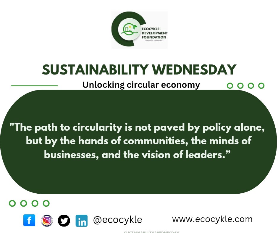 ecocykle's tweet image. Circularity isn't just about policies—it’s about people.
To truly unlock the circular economy, we need the hands of communities, the minds of businesses, and the vision of leaders working together.
Let’s make sustainability a shared responsibility.
#SustainabilityWednesday