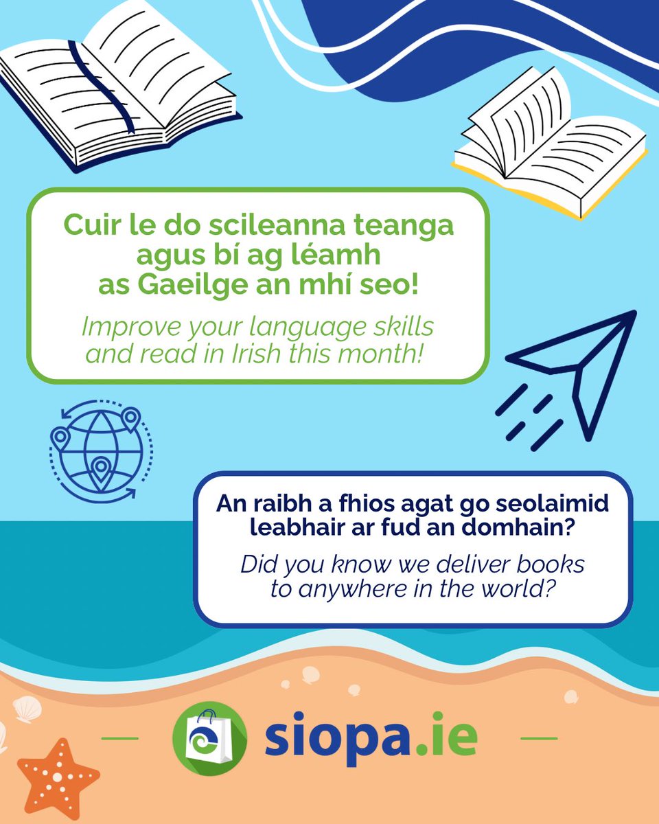 Tá an samhradh linn! Ar mhaith leat níos mó a léamh an mhí seo? 📚
  
Summer is here!☀️ Would you like to read more ‘as Gaeilge’ this month?💭

Check out these recommendations for kids &amp; teens!💚☘️

With worldwide shipping, get yours today at siopa.ie/Default.aspx

#gaeilge