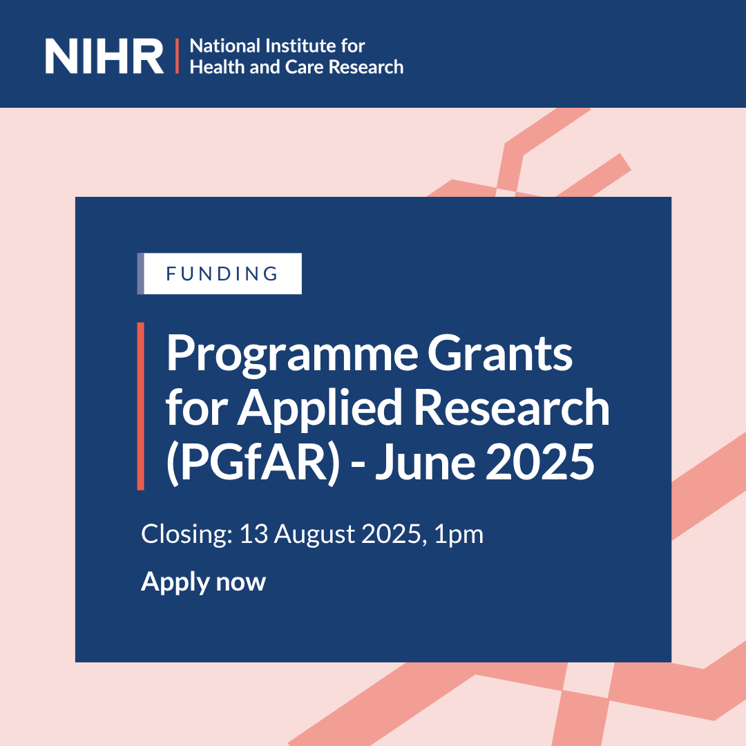 Our Programme Grants for Applied Research June 2025 #FundingOpportunity is open for applications. Apply now! ➡️ nihr.ac.uk/funding/progra…