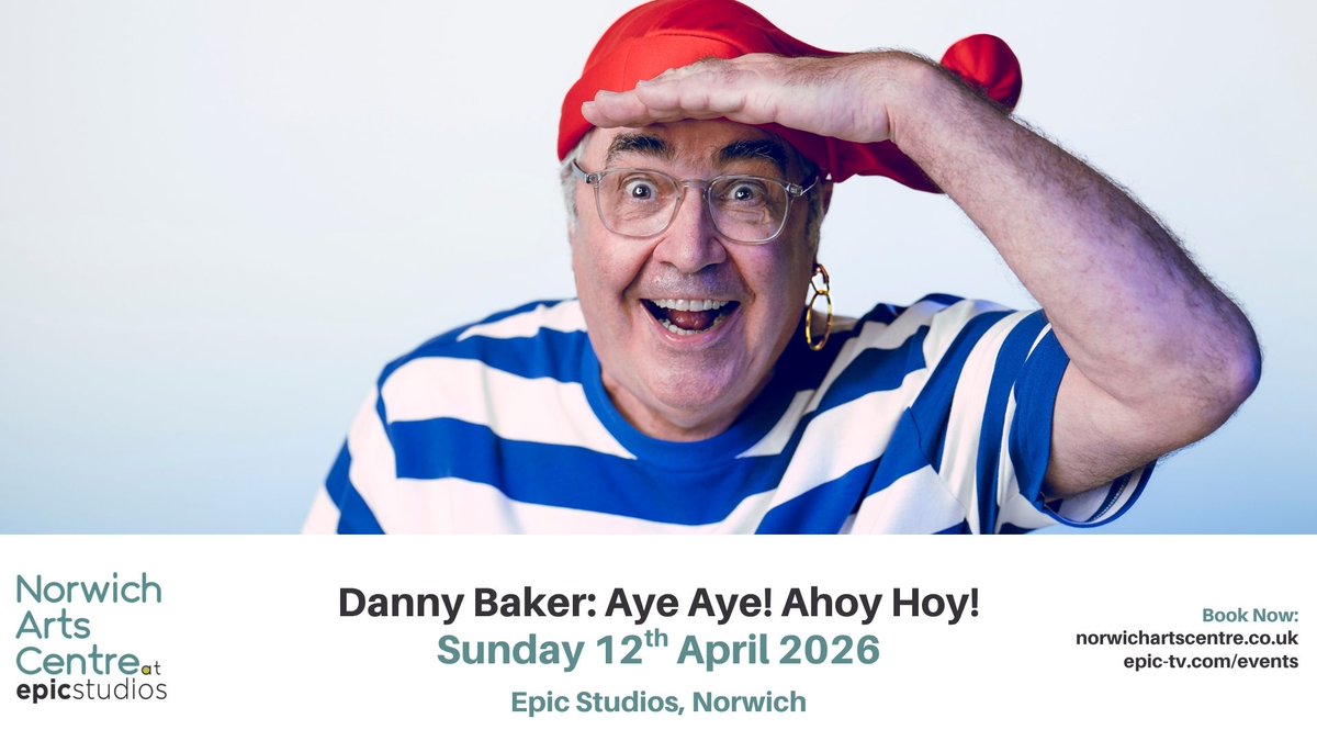 EPICNorwich's tweet image. 📣 JUST ANNOUNCED: Norwich Arts Centre presents @prodnose Danny Baker: Aye Aye! Ahoy Hoy! His new live show coming to Norwich next year
Tickets on sale Fri 11th Jul @ 10am 🎫 ow.ly/3jc150Wmlre