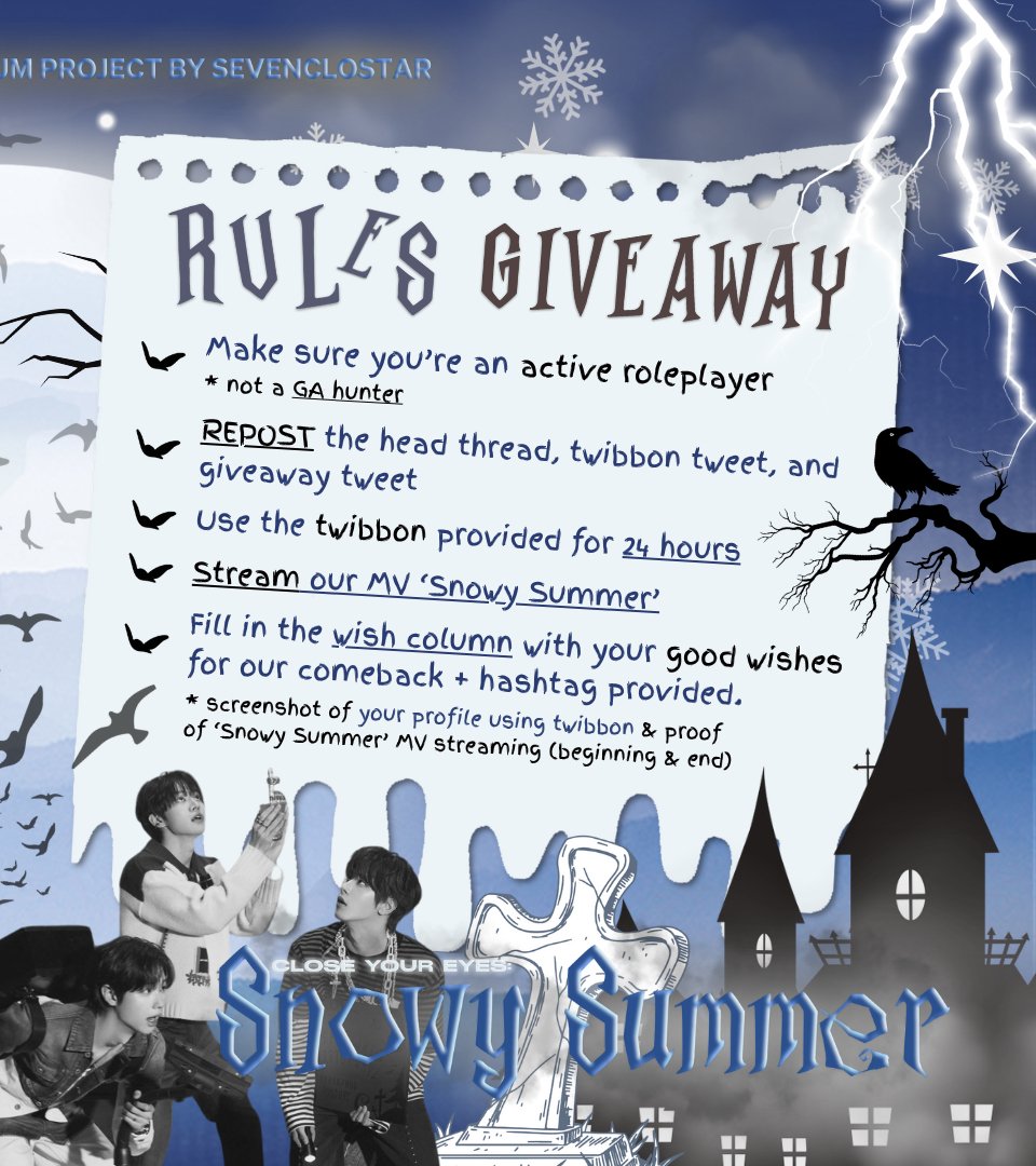 ㅤ
࿐ A silent melody breaks the cold atmosphere, amidst the splendor of our 𝙜𝙞𝙛𝙩𝙨. 🥶 What are you waiting for this summer? Follow the rules and participate before it's too late, if you 𝗱𝗮𝗿𝗲, take it. 👻 ❆
ㅤ