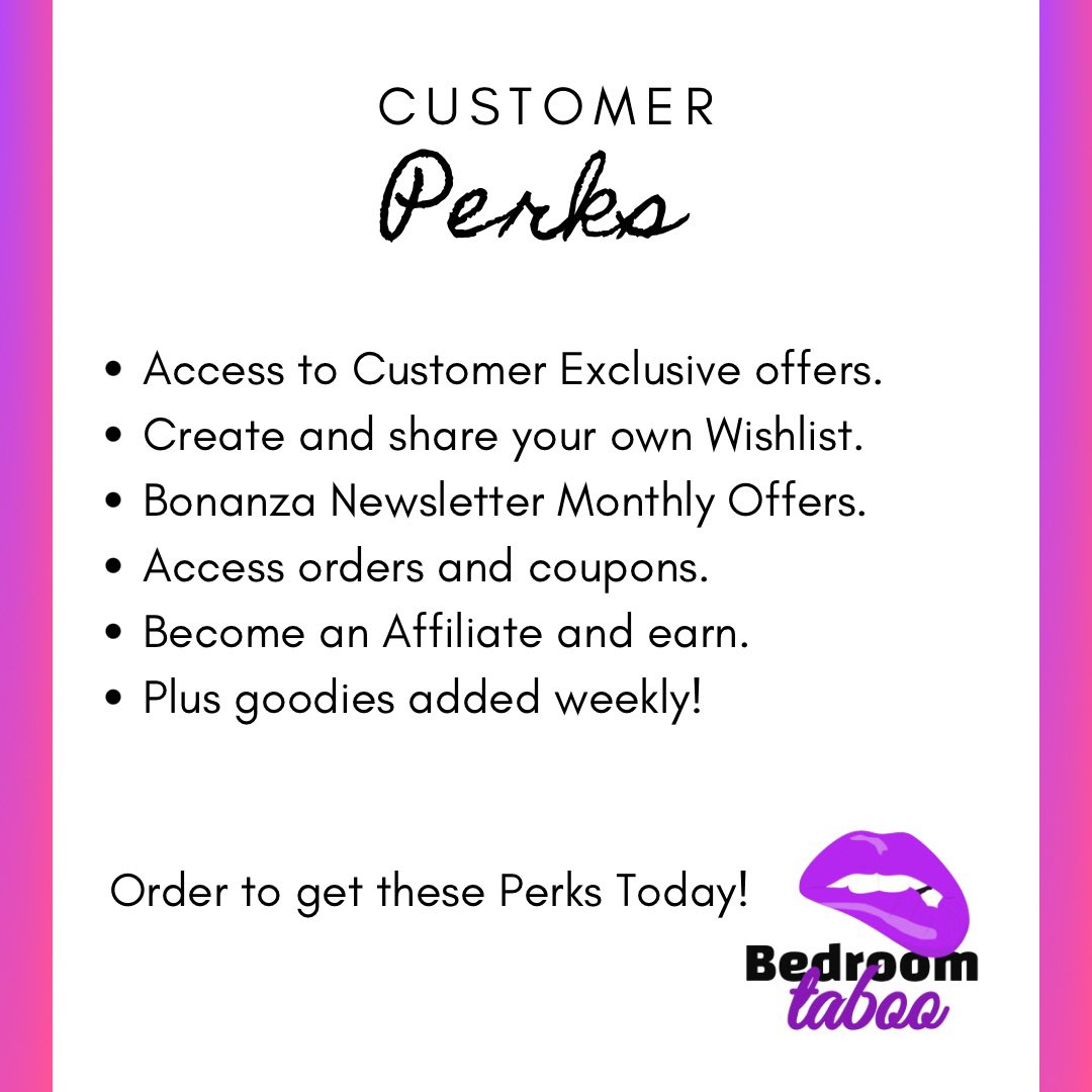 Take full advantage of your #CustomerPerks! 
#BedroomTaboo #BecausePleasureShouldntBe #Intimacy #RT #AdultToys #Lingerie #AdultBiz bedroomtaboo.co.uk