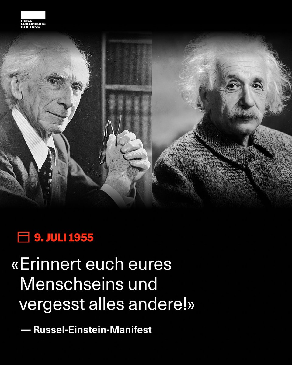 Heute vor 70 Jahren veröffentlichten Bertrand Russell, Albert Einstein und neun weitere Wissenschaftler ein Manifest gegen die nukleare Aufrüstung. 

#AnDiesemTag 🧵