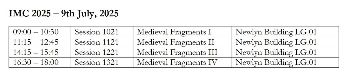 IMEMSDurham's tweet image. Good luck to @manmugar, our IMEMS Lecturer in Latin Palaeography of the European Middle Ages, who is presenting in sessions at #LeedsIMC throughout the day!