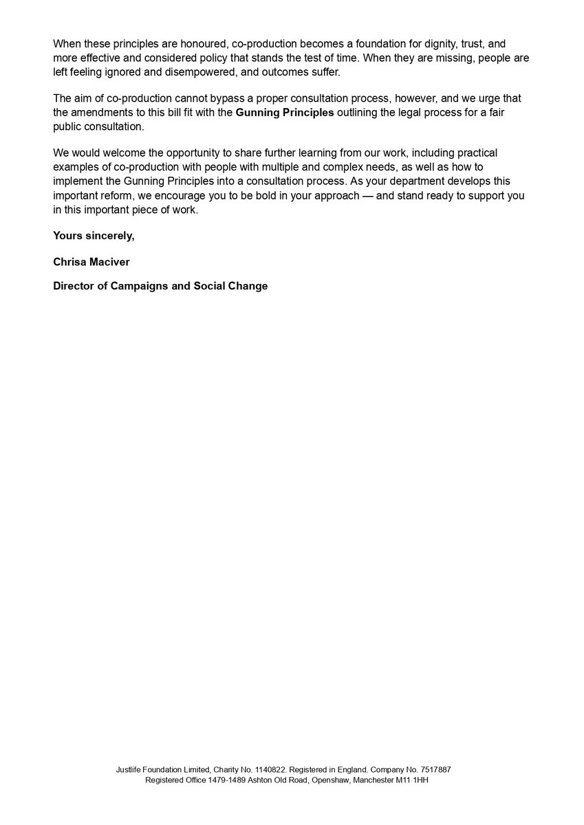Justlife (@justlifeuk) on Twitter photo Today, Justlife has written to <a href="/stephenctimms/">Sir Stephen Timms</a> welcoming the aim of co-production in the disability benefit reforms.
But we're urging that process to be done in the right way.
Read our full letter below 👇 Today, Justlife has written to <a href="/stephenctimms/">Sir Stephen Timms</a> welcoming the aim of co-production in the disability benefit reforms.
But we're urging that process to be done in the right way.
Read our full letter below 👇