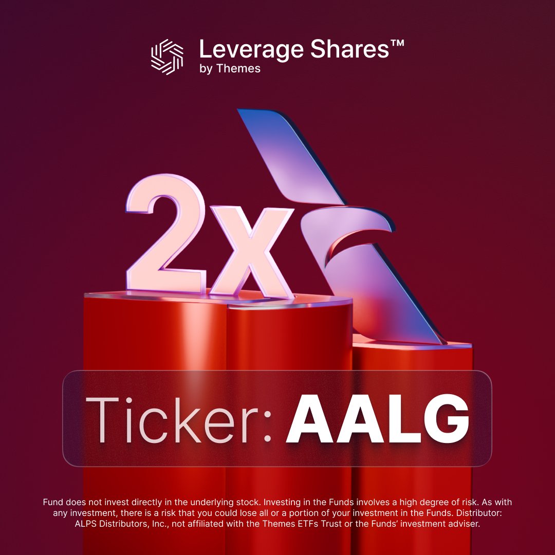 LeverageETFs's tweet image. 🚀 Introducing our newest leveraged single stock ETF - say hello to:
➡️ 2x Long AAL Daily ETF (Ticker: AALG), listed at @Nasdaq!
Investment involves significant risk including potential loss of principal. See prospectus for details leverageshares.com/us/