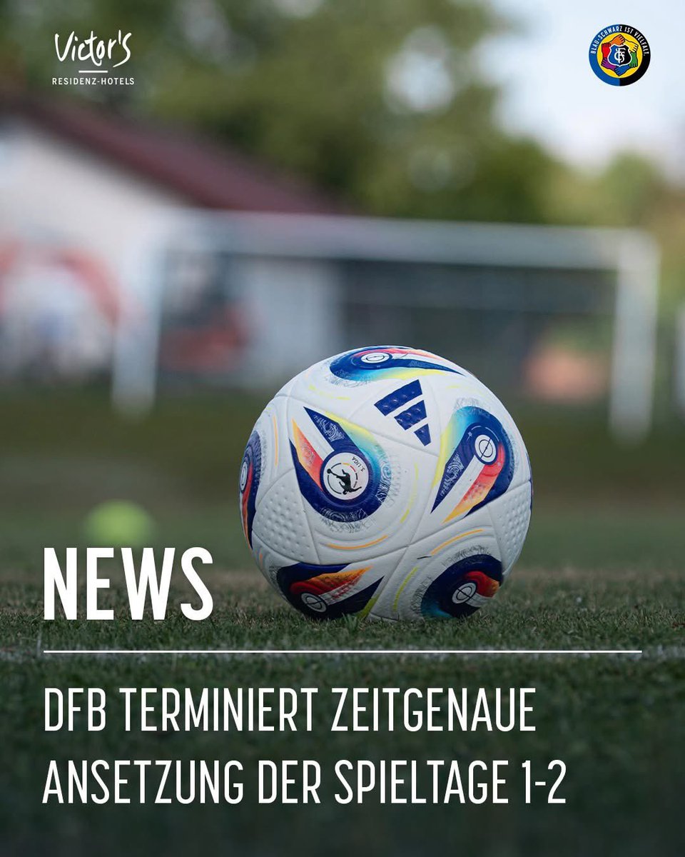 Die ersten beiden Spieltage wurden soeben vom DFB zeitgenau terminiert.📆💪
1️⃣ Samstag, 02.08. um 14 Uhr: FC Energie Cottbus vs. 1. FC Saarbrücken
2️⃣ Samstag, 09.08. um 14 Uhr: 1. FC Saarbrücken vs. FC Viktoria Köln!