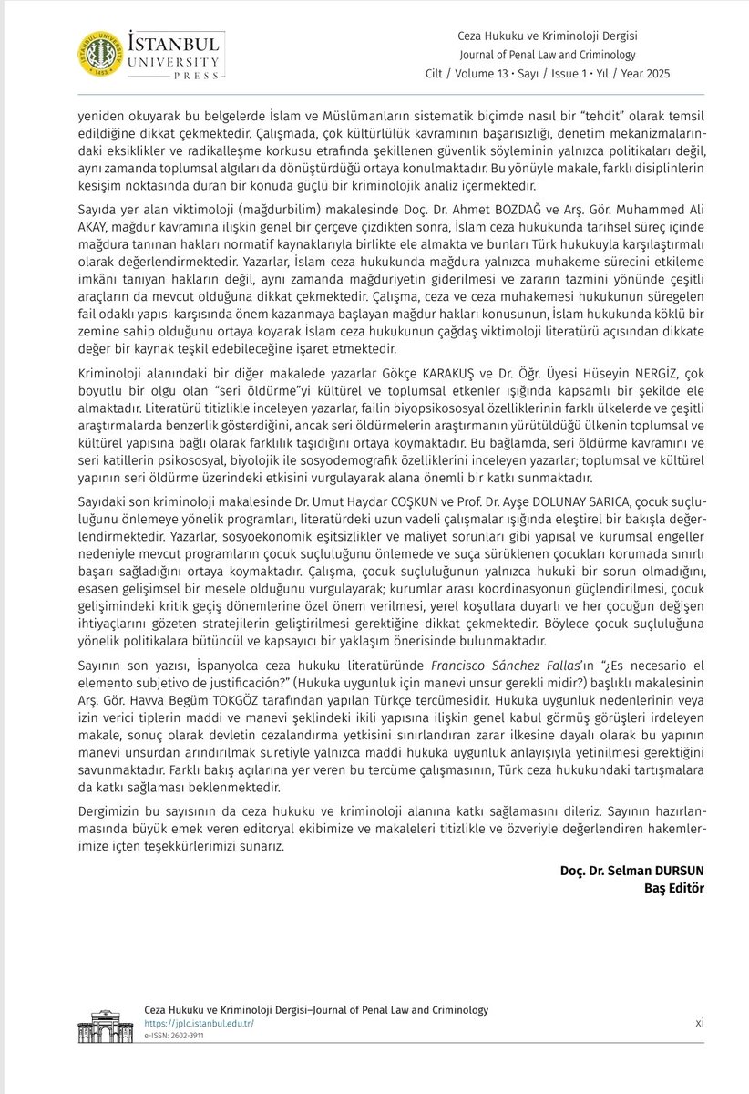 CHKD'nin yeni sayısı (Cilt 13/1, Haziran 2025) yayımlandı.
iupress.istanbul.edu.tr/tr/journal/jpl…