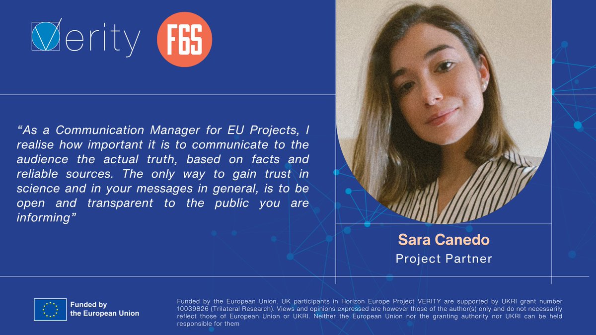 VERITY (@verityeu) on Twitter photo #VERITYPartnerSeries - Testimonial from F6S Innovation
We know that trust in science starts with clear, honest, and inclusive communication.💙We're proud to count on partners who share this commitment & help us foster a trustworthy science ecosystem.
🔗 verityproject.eu. #VERITYPartnerSeries - Testimonial from F6S Innovation
We know that trust in science starts with clear, honest, and inclusive communication.💙We're proud to count on partners who share this commitment & help us foster a trustworthy science ecosystem.
🔗 verityproject.eu.