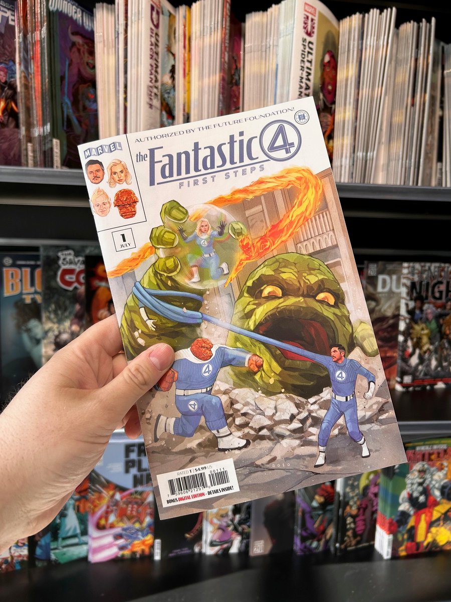 FPSheffield's tweet image. NEW COMIC DAY!
The Fantastic Four are out in full force this week, with a new #1 and a movie tie-in comic!
Please be aware that most of our DC comics this week have been delayed (see separate post)