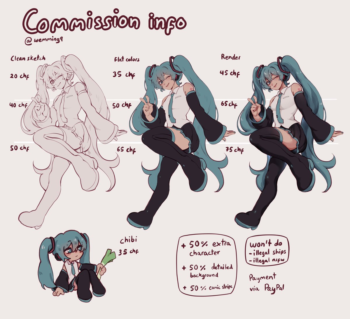 wemming9's tweet image. I made a commission info sheet :3 if anyone’s interested or has questions feel free to dm me!