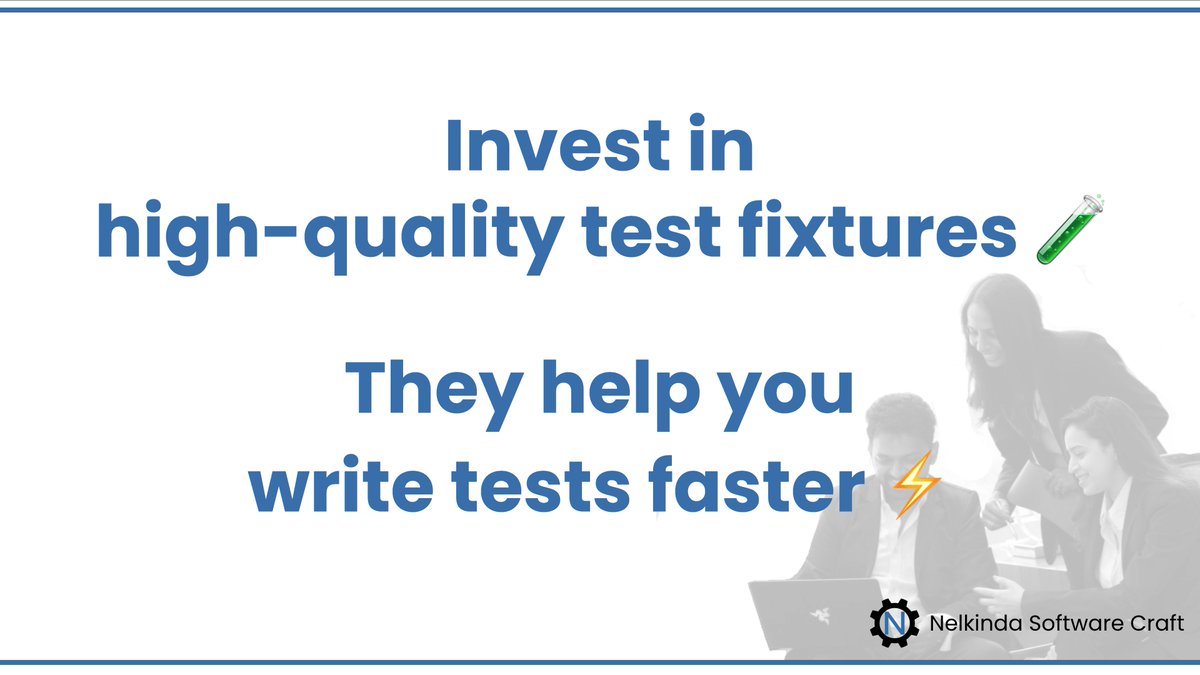 nelkinda's tweet image. High-quality test fixtures 🧪 are a copy of production data 🗃️.
They help you write reliable tests, faster ⚡
#TDD #Testing #CleanCode #SoftwareCraft #XP