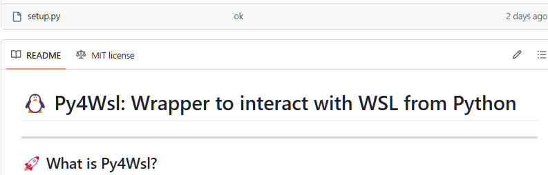 Después de investigar mucho sobre WSL, noté que faltaban librerías para trabajar con esta tecnología en varios lenguajes. Por eso he desarrollado Py4Wsl: una librería en Python para interactuar fácilmente con el Subsistema de Windows para Linux (WSL) desde Windows. Hilo¬