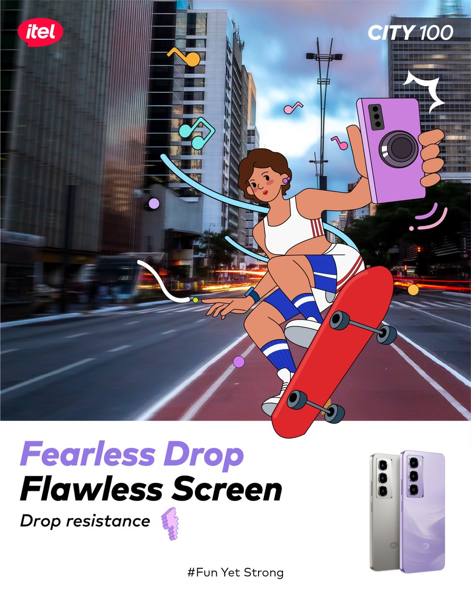 Fearless. Flawless. Forever Strong.💜

The City 100 says “carry on, I got you”! 🫡

Get yours today at an itel Home store near you. 

#itelCity100 
#FunYetStrong