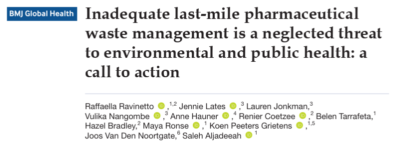 SOPHUWC's tweet image. Inadequate last-mile pharmaceutical waste management is a neglected threat to environmental and public health: a call to action gh.bmj.com/content/10/7/eโฆ