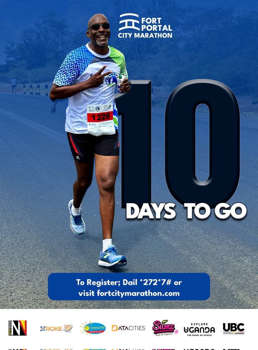 🕙Time is running out!
In just 10 days 🎉, we are running the #fortportalcitymarathon

🎤Be part of the story
Register now👇
 1.USSD Dial *272*7#
 2. Online : fortcitymarathon.com/registration/ 
 
This isn’t just a run —
It’s #aruninparadise. 🌄🏃‍♂️