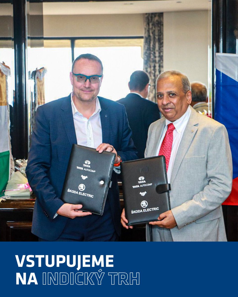 Škoda Group CZ (@skodagroupcz) on Twitter photo Vstupujeme na indický trh! 🇮🇳 Se společností TATA AutoComp z <a href="/TataCompanies/">Tata Group</a> zakládáme joint venture na výrobu pohonů a komponentů pro rychle rostoucí indickou želeniční dopravu. Přinášíme tak do země moderní technologie i naše dlouholeté know-how! 🚆 Vstupujeme na indický trh! 🇮🇳 Se společností TATA AutoComp z <a href="/TataCompanies/">Tata Group</a> zakládáme joint venture na výrobu pohonů a komponentů pro rychle rostoucí indickou želeniční dopravu. Přinášíme tak do země moderní technologie i naše dlouholeté know-how! 🚆