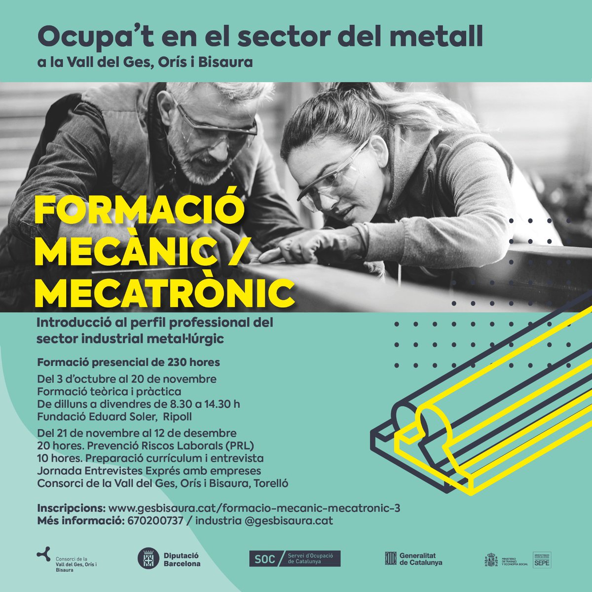 Nova edició del programa de formació del sector del metall, una oportunitat laboral, forma't!