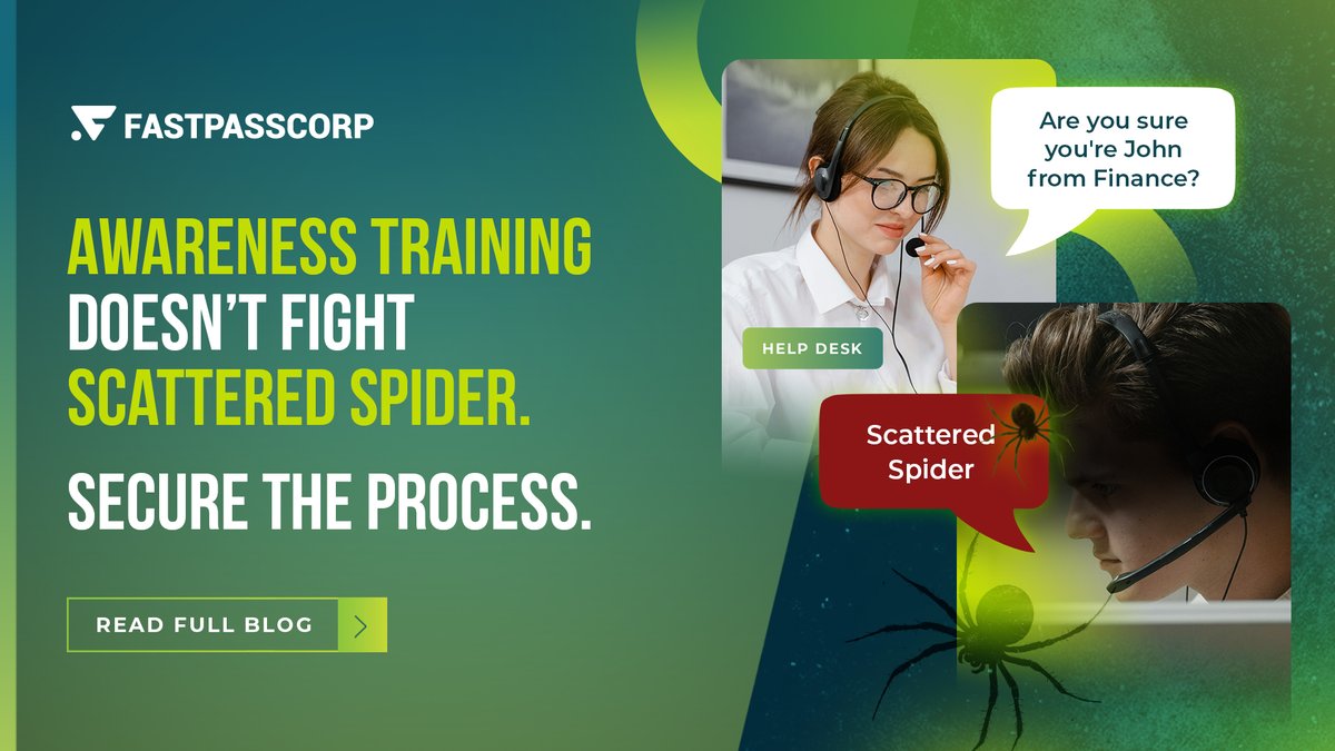 FastPassCorpAS's tweet image. 🚨 MGM. Caesars. Marks &amp;amp; Spencer.

They all fell to the same threat—and it started with a phone call.

The hacker group Scattered Spider uses vishing to trick IT help desks into resetting passwords and enrolling rogue MFA devices.

No malware. Just manipulation.

Awareness…