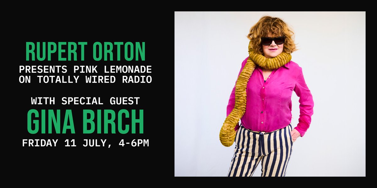 PRB Presents (@prbpresents) on Twitter photo The special guest on Rupert’s Pink Lemonade <a href="/TotallyWiredRAD/">Totally Wired Radio</a> show this Friday is Gina Birch!
Tune in 4-6 pm @ totallywiredradio.com The special guest on Rupert’s Pink Lemonade <a href="/TotallyWiredRAD/">Totally Wired Radio</a> show this Friday is Gina Birch!
Tune in 4-6 pm @ totallywiredradio.com