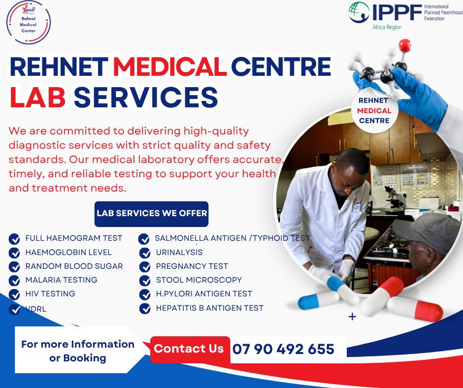 Rehnet Medical Center (@rehnetmed) on Twitter photo Our <a href="/RehnetMed/">Rehnet Medical Center</a> center #Lab offers accurate, timely and reliable testing.
We are committed to delivering high quality diagnostic services with strict quality and safety standards.
For more info or #Lab booking services call 0790492655 because #YourHealthIsOurPriority Our <a href="/RehnetMed/">Rehnet Medical Center</a> center #Lab offers accurate, timely and reliable testing.
We are committed to delivering high quality diagnostic services with strict quality and safety standards.
For more info or #Lab booking services call 0790492655 because #YourHealthIsOurPriority