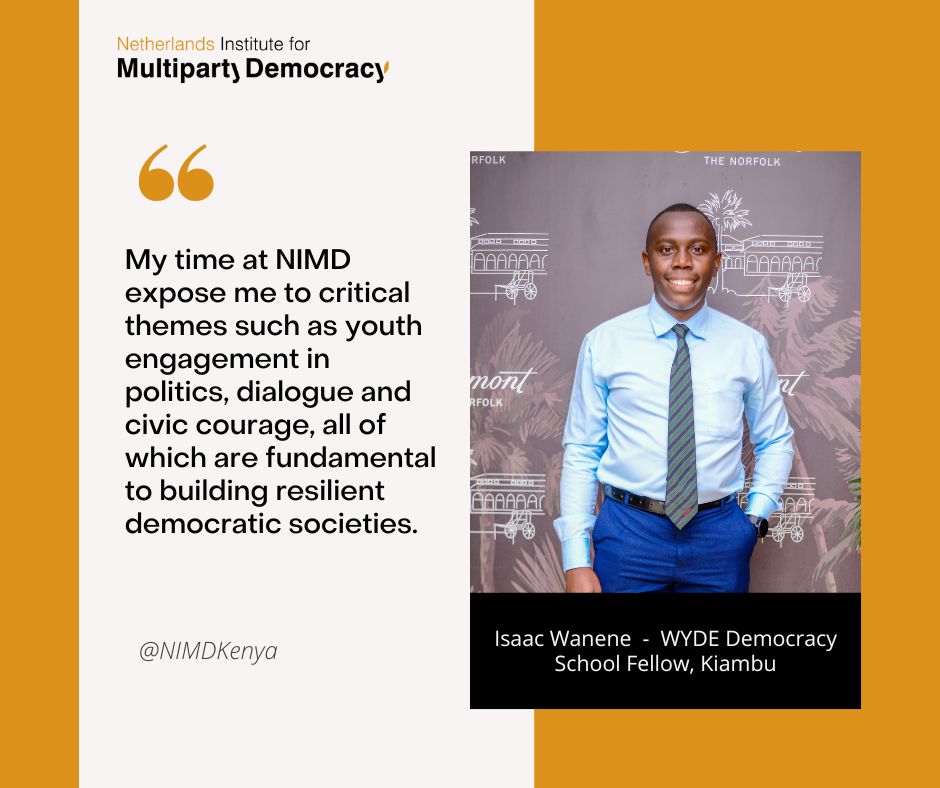 NIMD Kenya (@nimdkenya) on Twitter photo For <a href="/IsaacWanene1/">Isaac K. Wanene</a> the democracy school equipped him with tools and perspectives that empowered him to lead with integrity and purpose. Additionally , his journey strengthened his commitment to inclusion and human rights. <a href="/EPDeu/">EPD - European Partnership for Democracy</a> <a href="/WeAreNIMD/">NIMD</a> For <a href="/IsaacWanene1/">Isaac K. Wanene</a> the democracy school equipped him with tools and perspectives that empowered him to lead with integrity and purpose. Additionally , his journey strengthened his commitment to inclusion and human rights. <a href="/EPDeu/">EPD - European Partnership for Democracy</a> <a href="/WeAreNIMD/">NIMD</a>