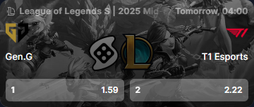 🎁 $100 FREE BET GIVEAWAY – because this one’s HUGE

⚔️ Day 9 of #MSI2025
 Gen.G (1.59) vs T1 Esports (2.22)
🕓 Tomorrow – 04:00 UTC
A clash of giants. The most anticipated match so far.
Comment your winner 👇

To enter:✅ Like,✅ Share,✅ Comment your pick
✅ Follow!