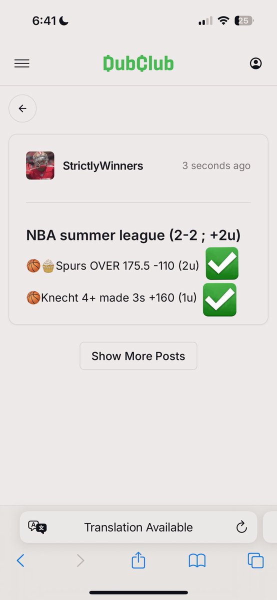 Nobody ??? 
Dope crowd we’ve got lately. 

✅🏀🧁Spurs OVER 175.5 (+2u)

✅Knecht 4+ Made 3s +160 (+1.6u)

Who else doing that in summer league ? 

Already +5.6u on summer league. 🔥