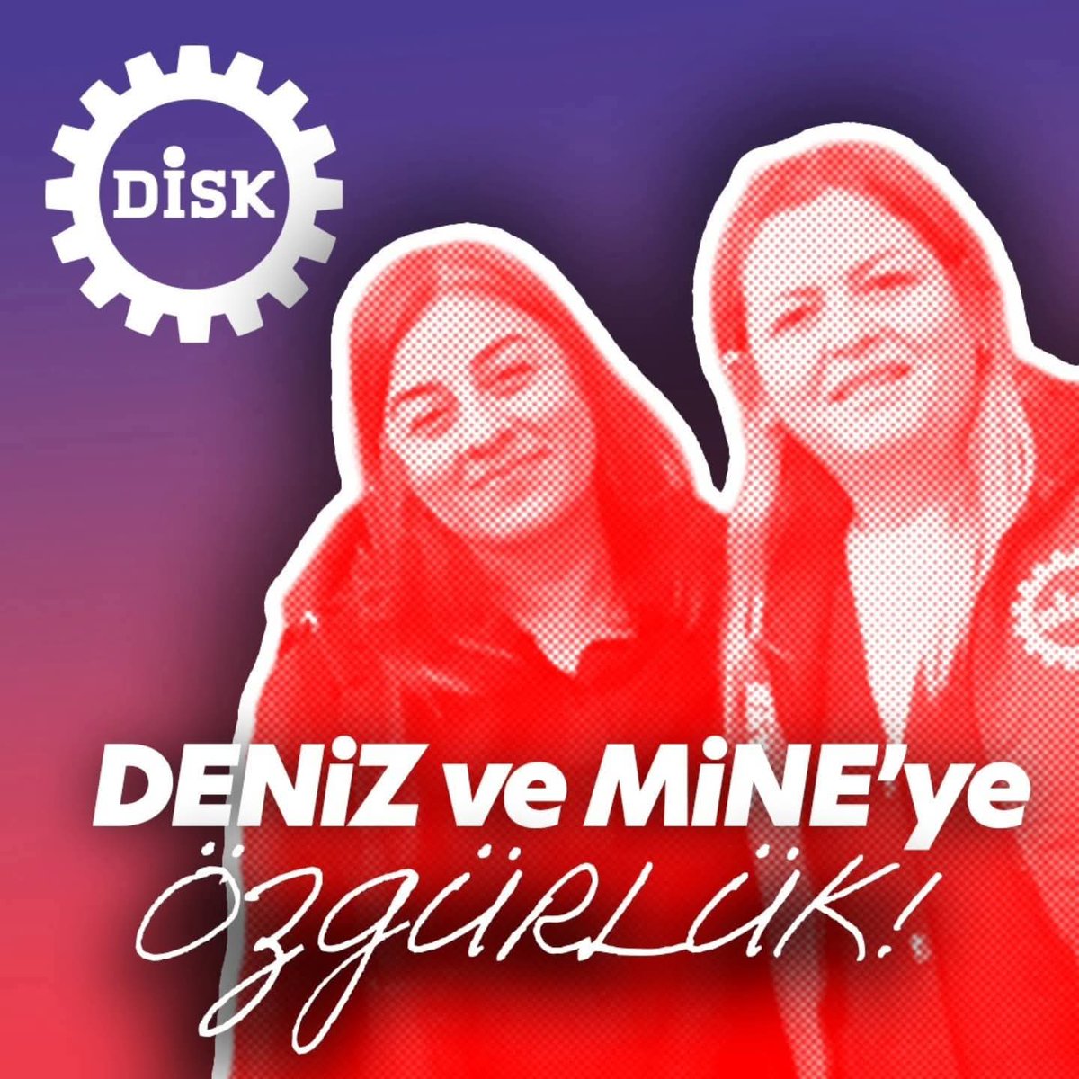 izmir 8 nolu Şube Başkanımız <a href="/dnzshngmstkn/">Deniz ŞAHİN GÜMÜŞTEKİN</a>  ve kadın komisyonu üyemiz Mine bilir Haksız hukuksuz bir şekilde tutuklandı,
23 gündür tutuklu olan 
 başkanımız ve Mine arkadaşımız serbest bırakılsın!..
Sendikacılık suç değildir!..