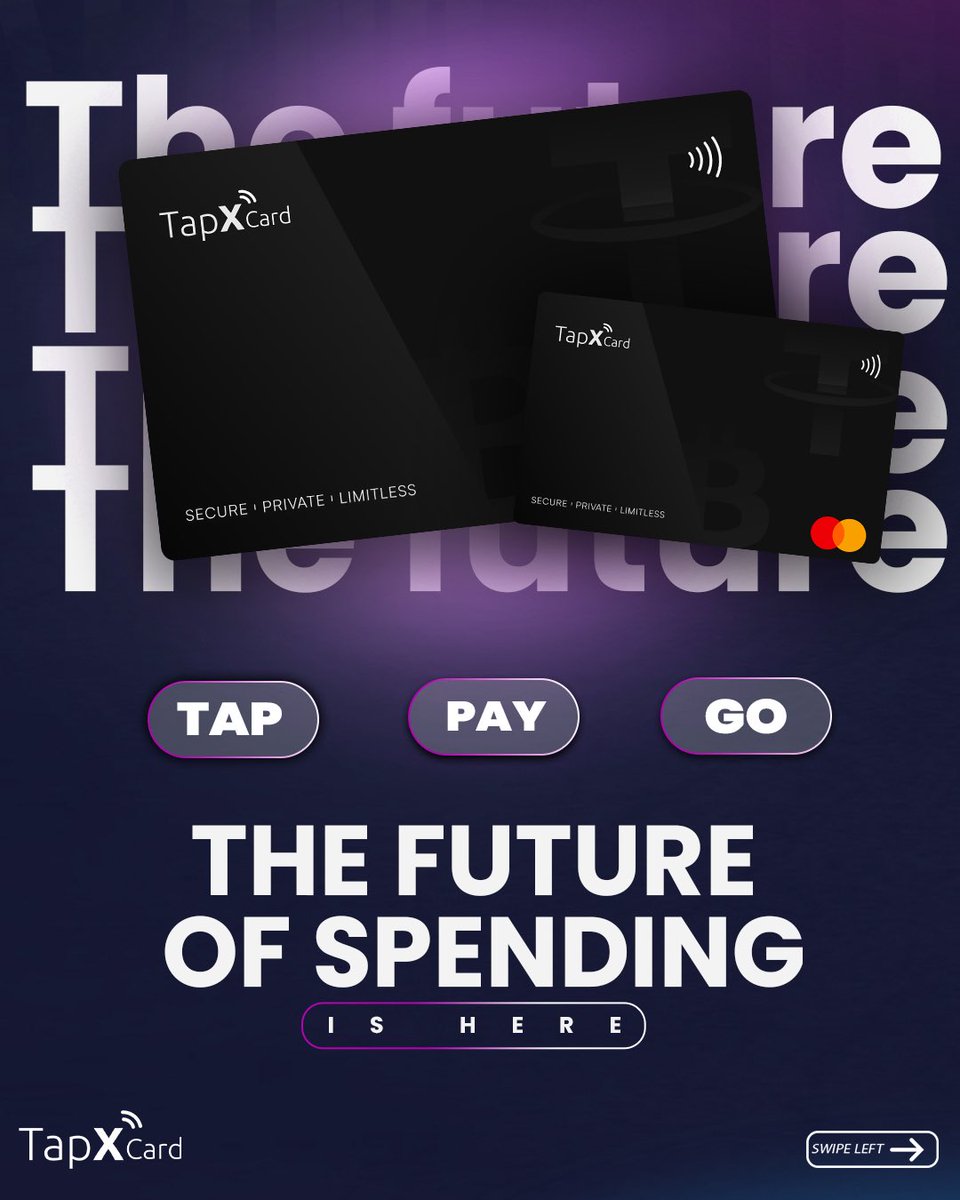 TapxCard_'s tweet image. The future of spending is here. Pay with ease using TapXCard—online, in-store, or for subscriptions. Get started today! 

#DigitalWallet #PayWithEase #SecurePayments #TapXCard #ContactlessPay #MoneyManagement #FinTech #SpendSmart #OnlineShopping #MobilePay #CashlessLife