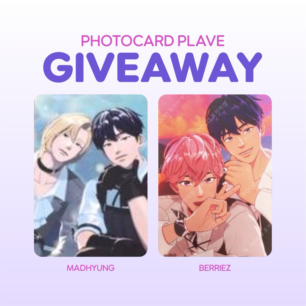 [ MINI GIVEAWAY ]

Mau bagi-bagi hadiah kecil sambil minta doa hehe✨
🎁 1 photocard holder Arion SOL.4CE
🎁 1 photocard Madhyung PLAVE
🎁 1 photocard Berriez PLAVE

Syarat: doain aku biar dipanggil interview &amp; keterima kerja 🙏
Aku umumin pemenangnya tanggal 14 Juli!