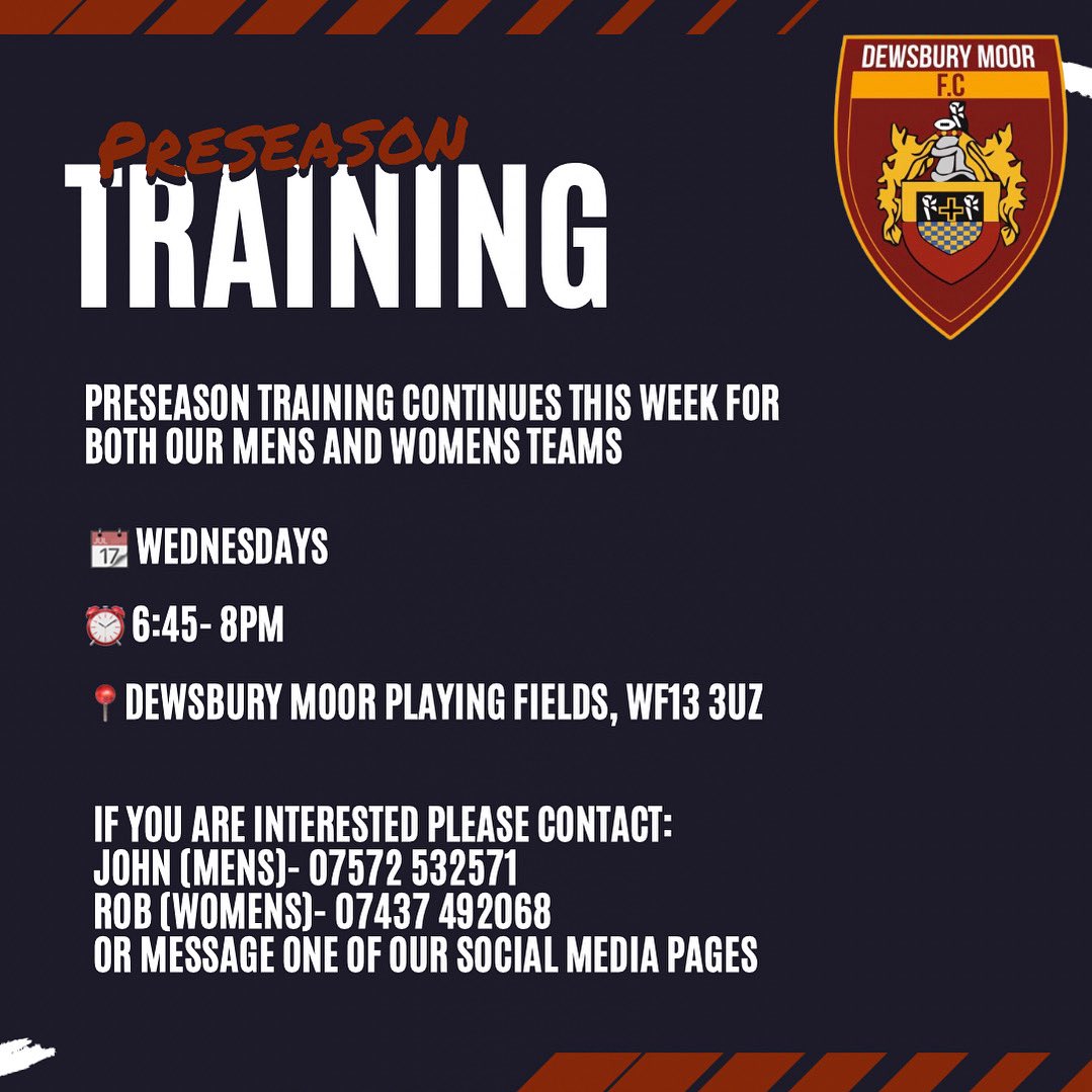 Preseason training continues tonight for both our mens and womens teams! We are still on the look out for players for the 2025/26 season. If you are interested in joining any of our teams please get in contact ⚽️