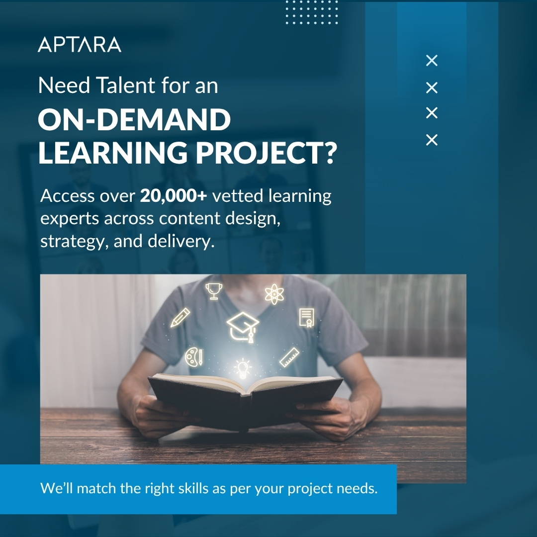 Need to launch a learning project? ⏳
Access vetted learning experts across design, delivery &amp; strategy.
We scale talent, fast and right.
📌 Match your project needs now → shorturl.at/BTUu7
#Aptara #OnDemandLearning #LearningStrategy  #DigitalLearning