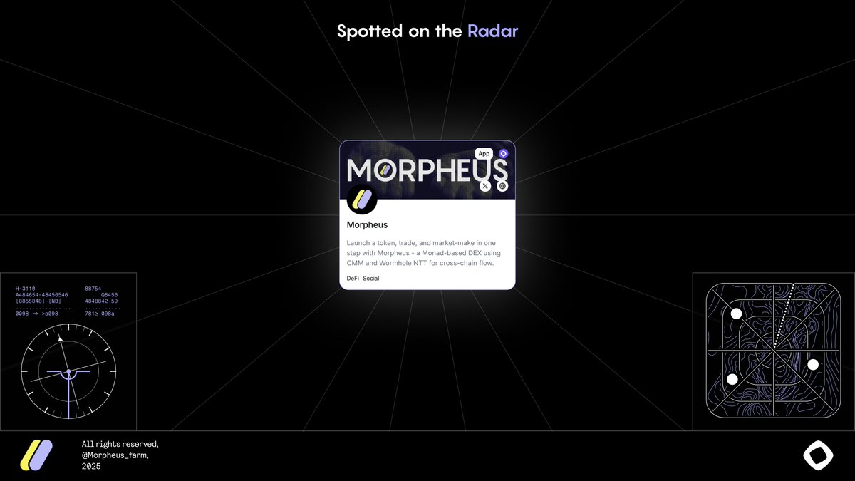 Morpheus_Farm's tweet image. Morpheus is now officially listed on the Monad Ecosystem Directory. @monad_xyz @monad_eco @monad_zw @Monad_APAC
From the testnet launch to the Monad ecosystem listing, Morpheus has the ambition to enlighten more users to the DeFi Matrix we are building.
Join Morpheus, enterβ¦