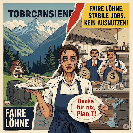 Plan T? Eher Plan Teuer – für die Beschäftigten! 💸
Billiglöhne &amp; Saisonflickwerk statt faire Jobs. Lohndruck &amp; Personalverschleiß sind politisch gewollt. 🤡

📢 Teilen, wenn ihr genug habt von Wegwerf-Arbeitskräften im Tourismus!