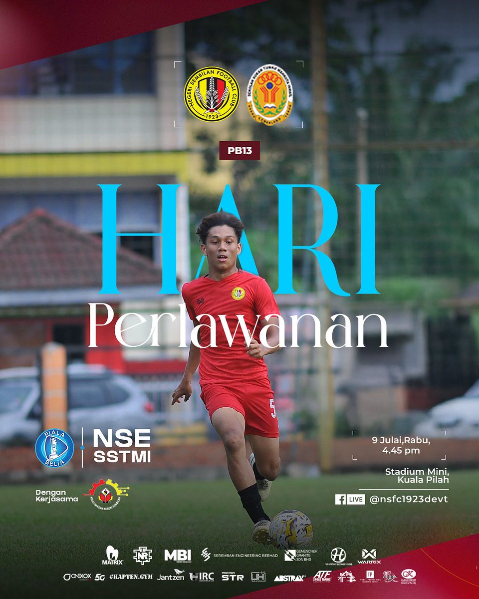nsfc1923devt's tweet image. 🚨 𝗛𝗔𝗥𝗜 𝗣𝗘𝗥𝗟𝗔𝗪𝗔𝗡𝗔𝗡 𝗣𝗜𝗔𝗟𝗔 𝗕𝗘𝗟𝗜𝗔 𝟮𝟬𝟮𝟱

#JangMudo B-18 akan melayani kunjungan SSTMI petang ini di Stadium Mini Kuala Pilah 🟡⚫️🔴 

📺 Saksikan perlawanan secara langsung di laman Facebook rasmi nsfc1923devr

#NSFC
#HobinJangHobin
#NSFCdevt
#PialaBelia