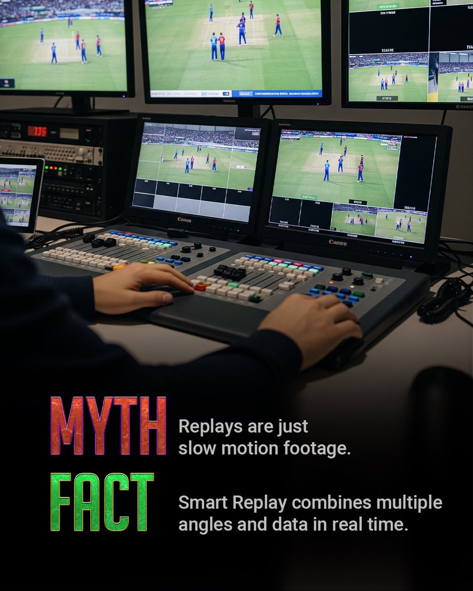 QuidichTech's tweet image. Cameras. Cables. Code. Cricket.
There’s a whole world behind the broadcast and it’s way smarter (and cooler) than most people think.
We’re here to clear the air, bust some myths, and show you what really powers the game.

#BehindTheFeed #QuidichExplains #MythVsFact #CricketTech