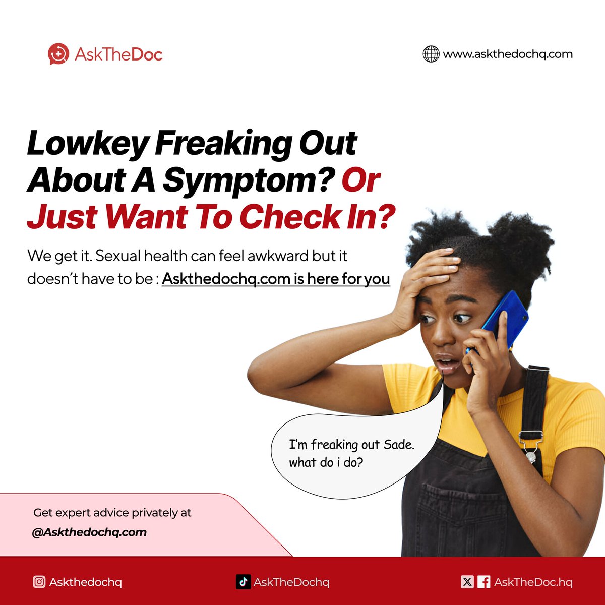 askthedochq's tweet image. your body is throwing red flags it’s time to check in, not check out.
No awkward clinic runs. Just you + a medical doctor, online & judgment-free.
Visit askthedochq.com where smart people go to get answers at an affordable price
#askthedochq
#askthedoc
#telemedicine