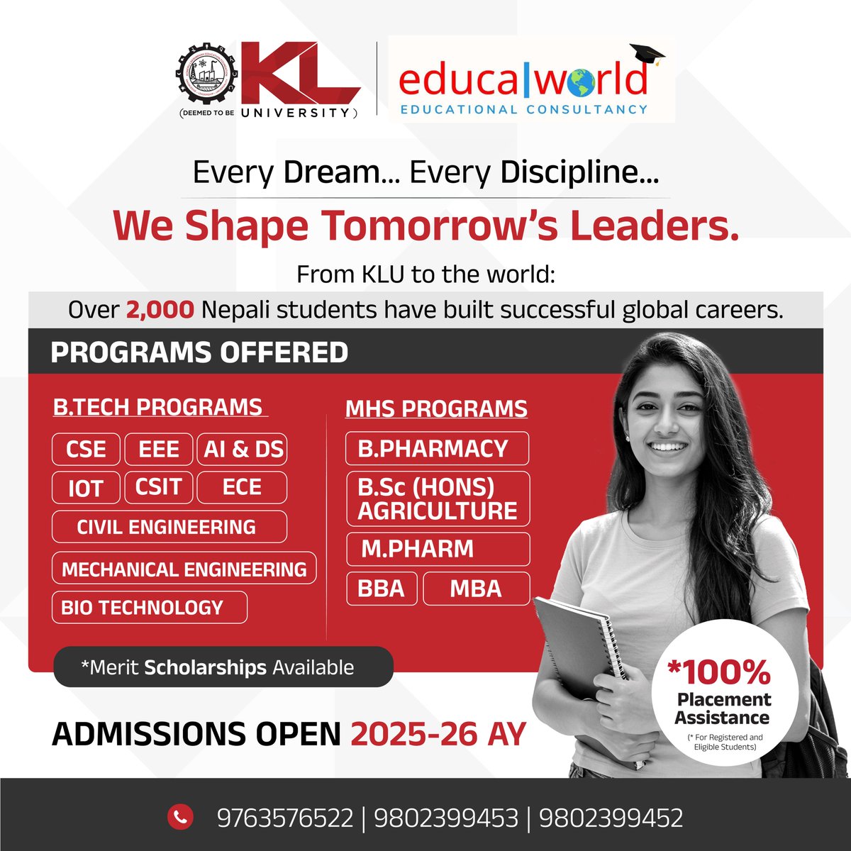 🎓 Dream Big, Study Smart at KL University!

📞 𝐂𝐨𝐧𝐭𝐚𝐜𝐭 𝐮𝐬 𝐭𝐨𝐝𝐚𝐲: 𝟗𝟕𝟔𝟑𝟓𝟕𝟔𝟓𝟐𝟐 | 𝟗𝟖𝟎𝟐𝟑𝟗𝟗𝟒𝟓𝟑 | 𝟗𝟖𝟎𝟐𝟑𝟗𝟗𝟒𝟓𝟐

👉Visit: kluniversity.in

#KLUniversity #StudyInIndia #NepalStudents #KLU #educaworldeducationalconsultancy