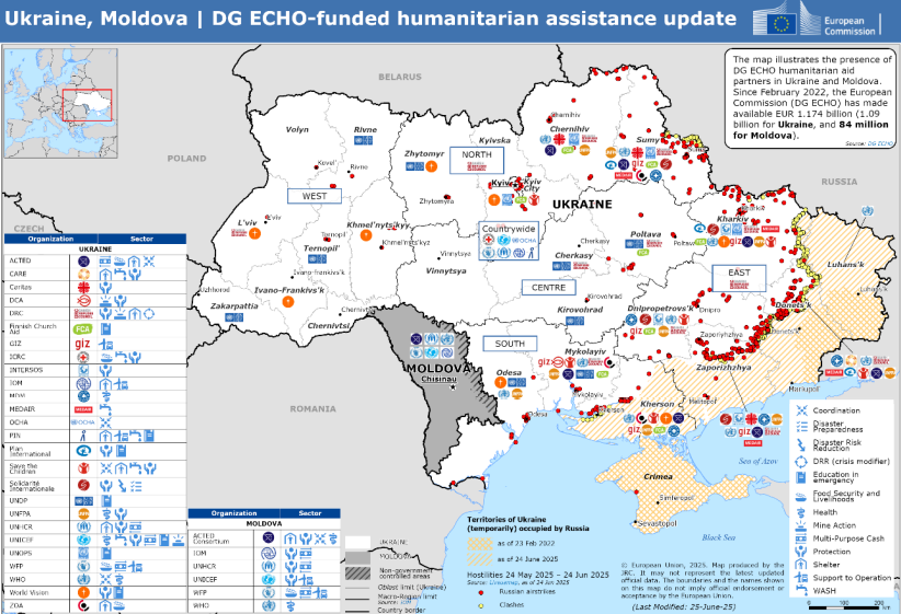 echo_Europe's tweet image. 🗺️Mapped: the EU’s humanitarian support to 🇺🇦 and 🇲🇩
Since February 2022, the European Commission has allocated EUR 1,214 billion in humanitarian assistance in response to the Ukraine crisis, including:
💶1,49 billion for Ukraine
💶84 million for Moldova.
#EUSolidarity