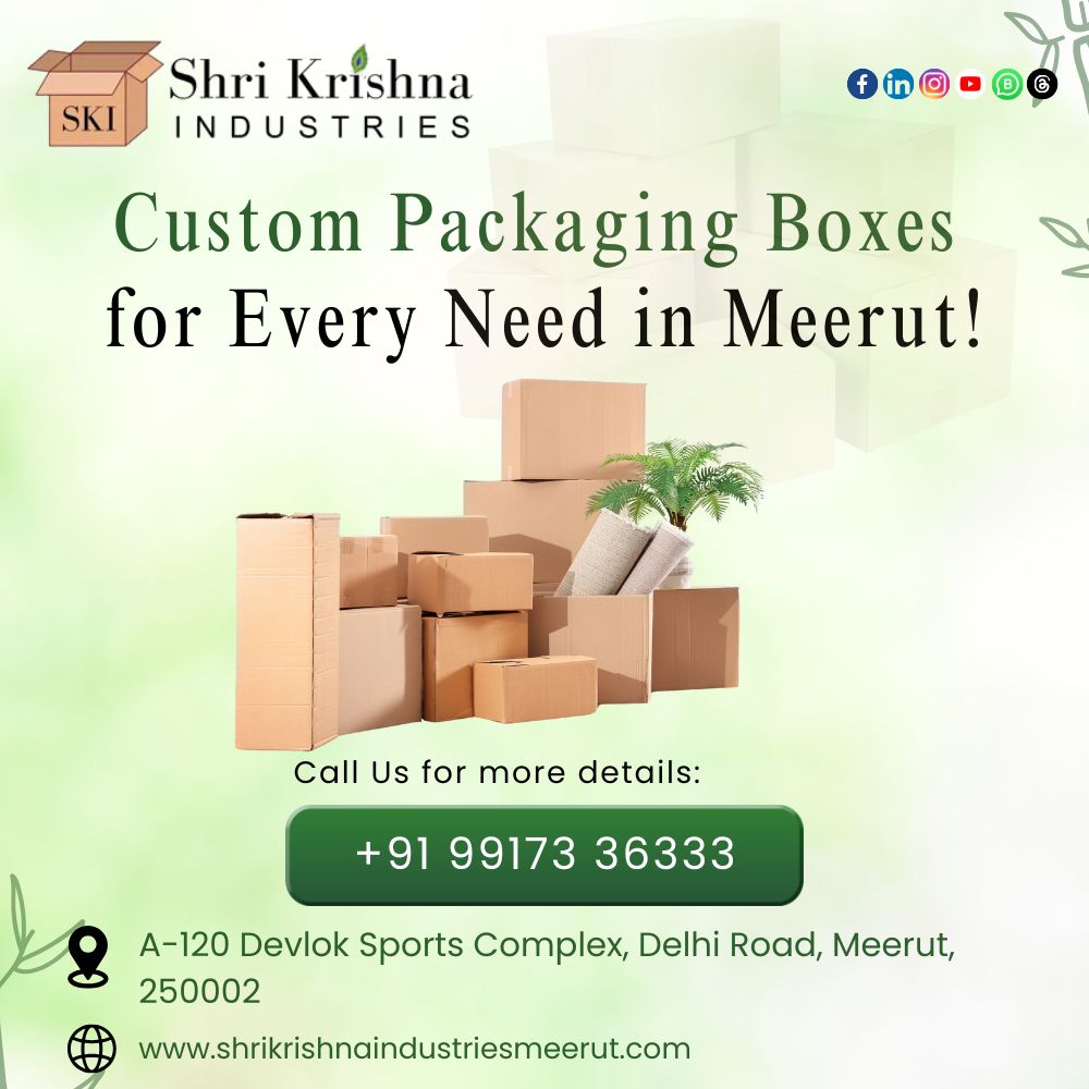 shri_kri573103's tweet image. 🌟📦 Shri Krishna Industries in Meerut offers custom packaging boxes tailored to meet all your needs! . #BoxManufacturing #PackagingIndustry #SustainablePackaging #CardboardBox #PackingMaterials #LogisticsSolutions #StorageBoxes #IndustrialPackaging #WholesaleBoxes #BoxDesign