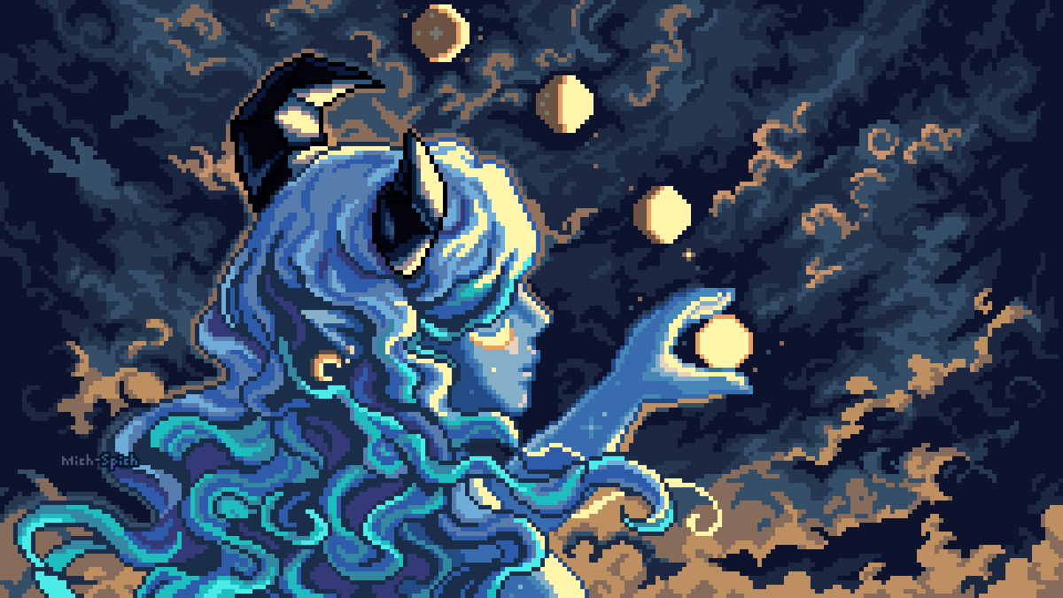 MichSpich's tweet image. I&apos;m late to #PortfolioDay!  
Hello, I am a pixel landscape/ character artist😁
