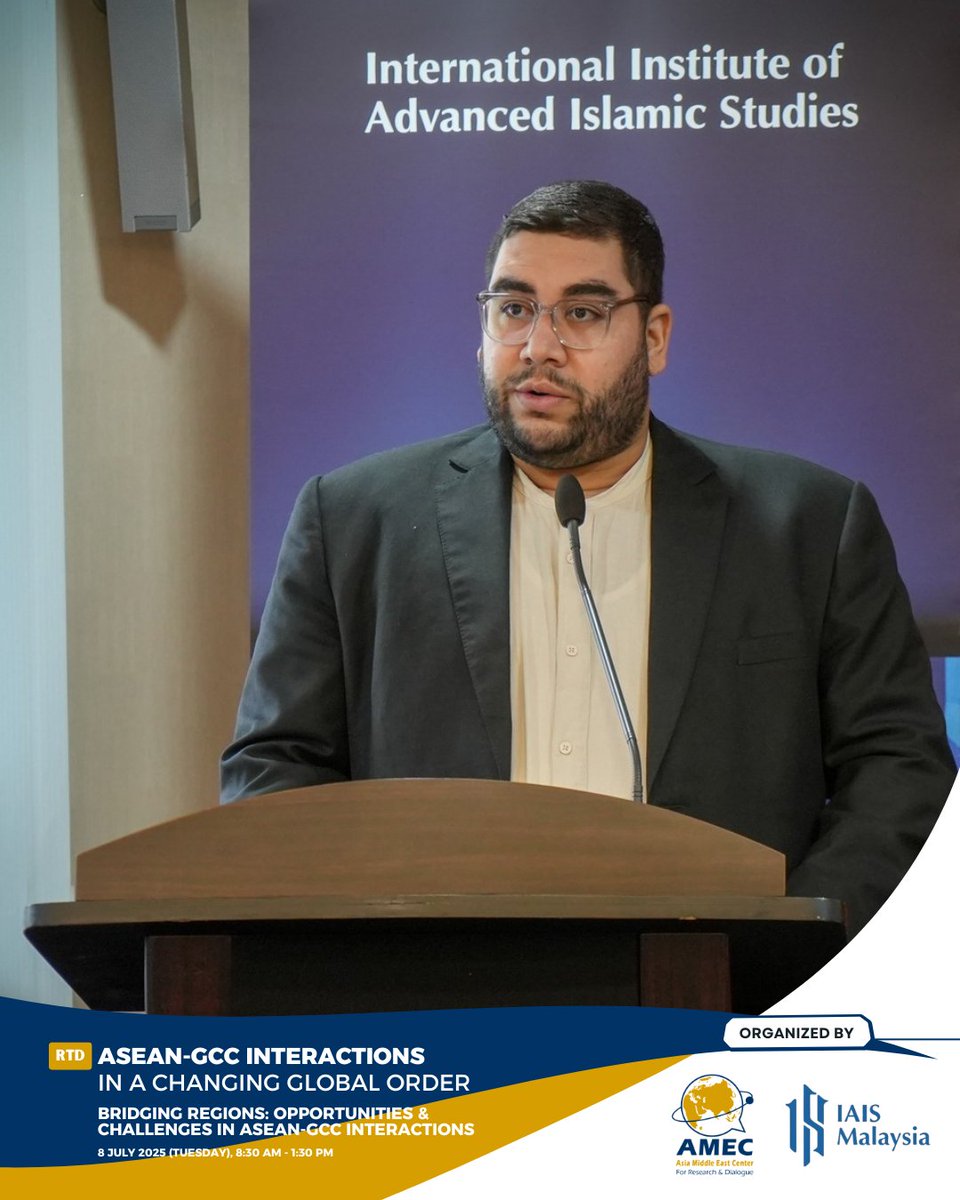 amecrdEn's tweet photo. 📍 AMEC & IAIS Malaysia co-hosted a Round Table on "ASEAN-GCC Interactions in a Changing Global Order" (8 July).
💬 With remarks by YB Liew Chin Tong & keynote by Tan Sri Dr. Syed Hamid Albar.
🙏 Thanks to all speakers, embassies, and media for the support!
#ASEANGCC #AMEC https://t.co/VS0FGZlDR3