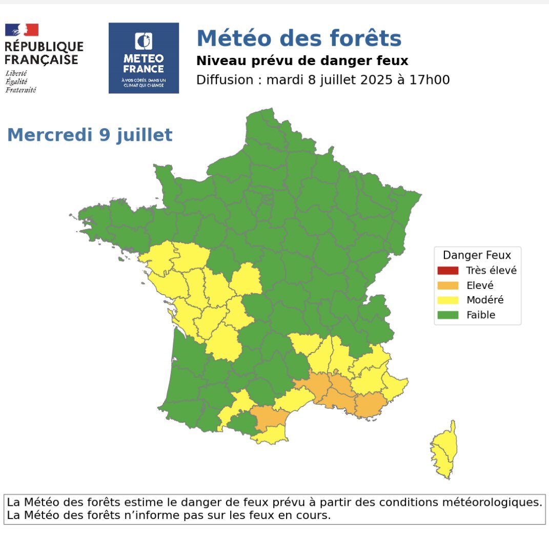 🔥Le risque incendie est élevé aujourd'hui dans les Bouches du Rhône, le Var et le Vaucluse. 

9 feux sur 10 sont d’origine humaine. 
Soyez vigilants, adoptez les bons gestes !

ℹ️Consulter régulièrement les restrictions d'accès aux massifs forestiers et espaces exposés auprès de