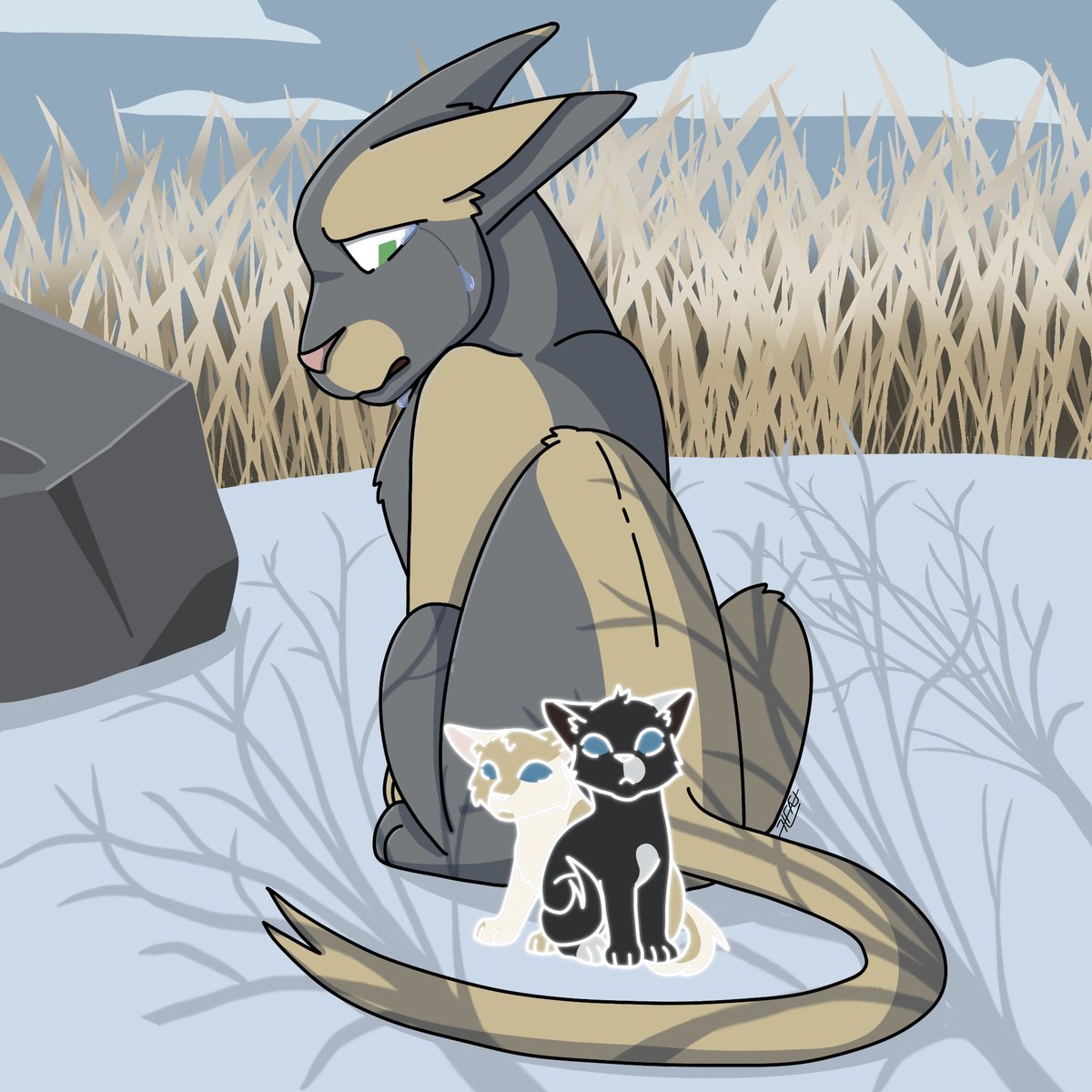Screeching18's tweet photo. @michiimiin Congrats on 4k! 
I'm a furry artist who also draws plenty of warrior cats https://t.co/ch3WquQ8Mz